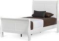 Furniture of America Louis Phillipe Traditional Wood Twin Bed Frame with Headboard and Footboard, Elegant Sleigh Design Bedframe for Bedroom, Guest Room, Easy Assembly, Box Spring Required, White