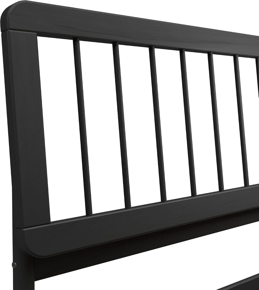Walker Edison Clemente Mid-Century Modern Spindle Headboard King Bedframe, King Size, Black
