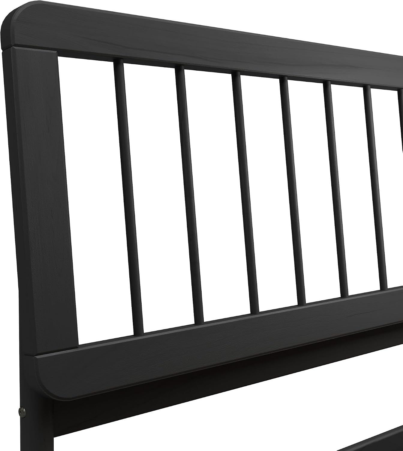 Walker Edison Clemente Mid-Century Modern Spindle Headboard King Bedframe, King Size, Black