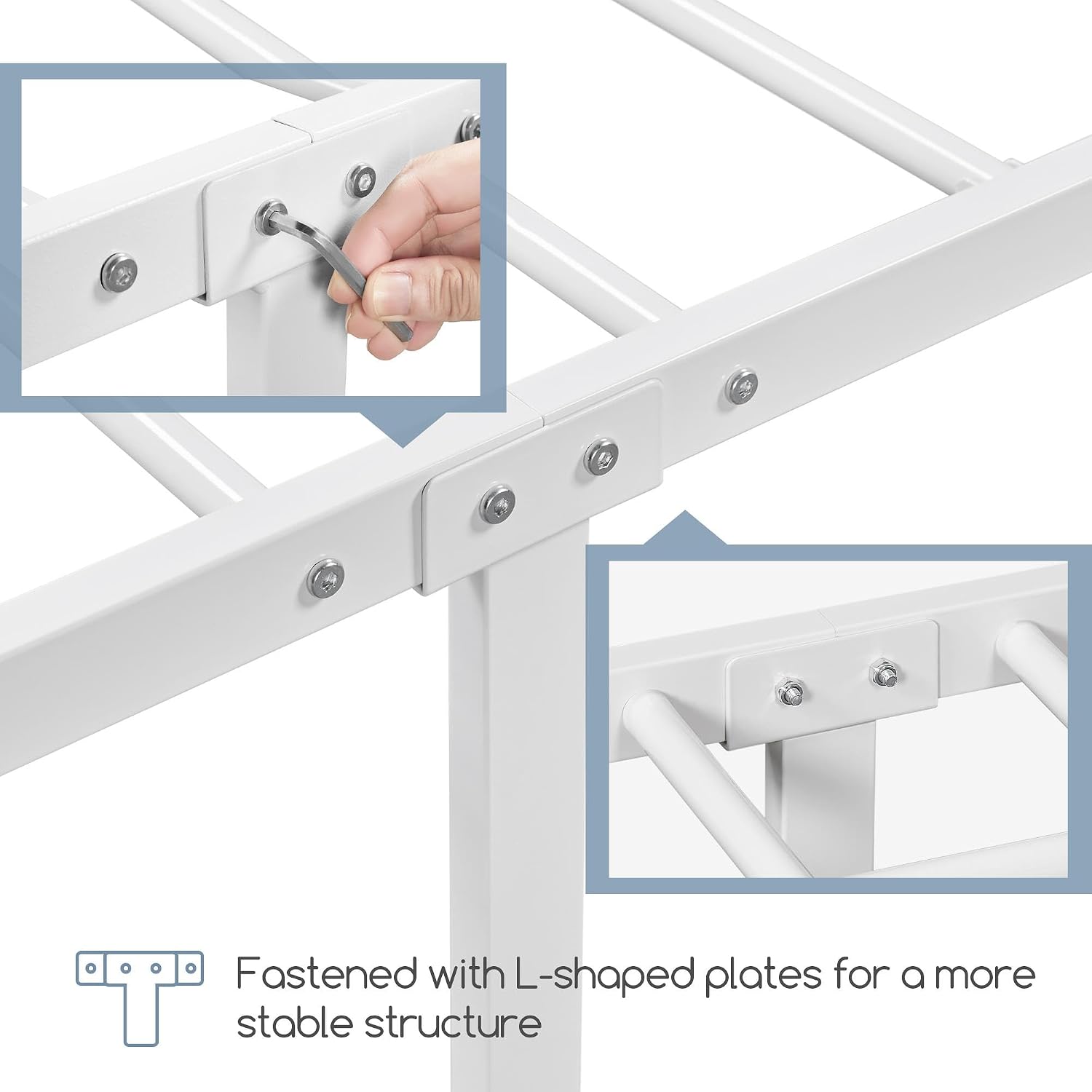 Yaheetech 2 Pcs Classic Metal Platform Bed Frame with Headboard and Footboard Flower Design Mattress Foundation Easy Set Up Structure Twin Size White