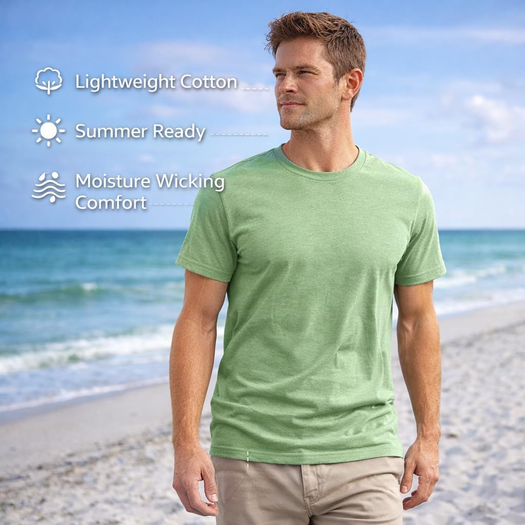 SOCKS'NBULK Men's Cotton Crew Neck Regular T-Shirts Bulk Short Sleeve Lightweight Tees Mix Colors