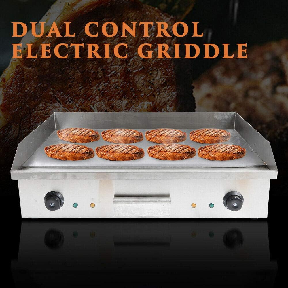 Electric Countertop Flat Top Griddle,4400W Non-Stick Commercial Heavy Duty Restaurant Tabletop Flat Top Grill Machine Electric Flat Top Grill Indoor,Adjustable Temperature
