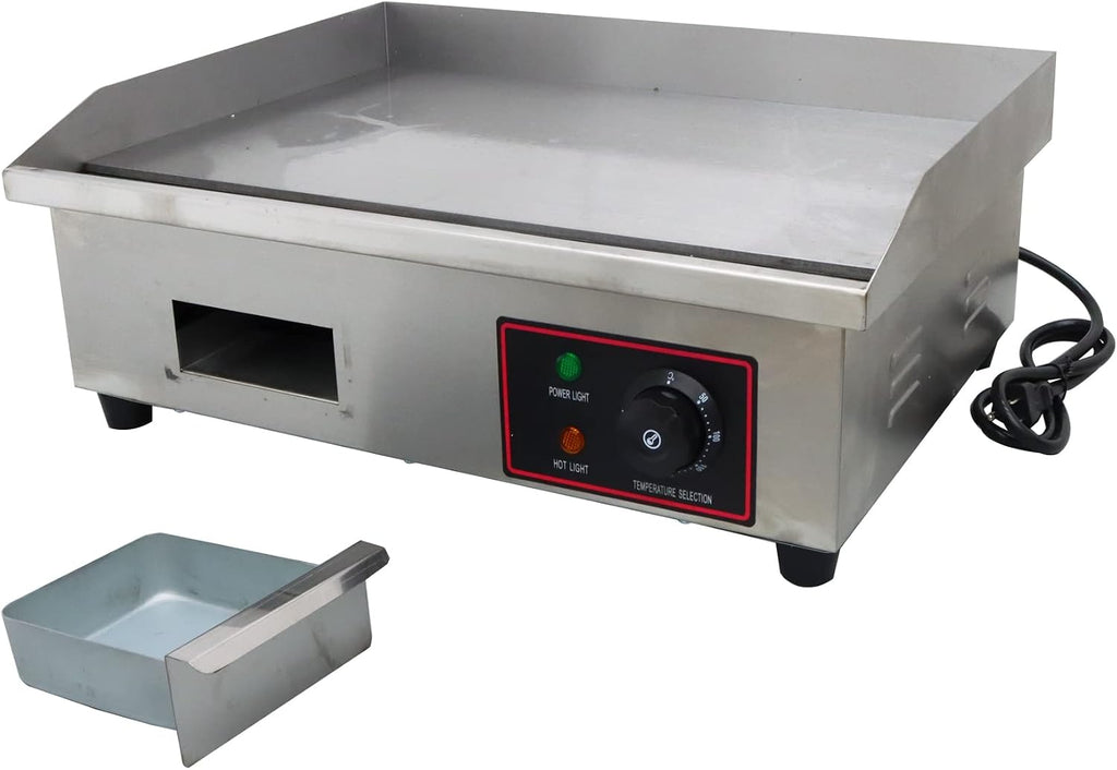 TECHTONGDA Commercial Electric Griddle Countertop Flat Top Griddle Stainless Steel Hot Plate BBQ Teppanyaki Grill Adjustable Temperature Griddle Grill for Home or Restaurant Use