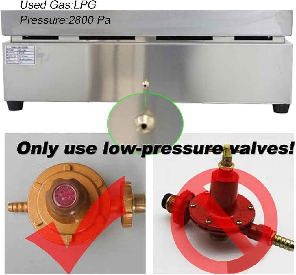 INTBUYING 2 Burners Commercial Flat Top Grill Gas Griddle with Low Pressure Valve 2800Pa Non-Stick Plate Flat Adjustable Temperature for Home Party Camping