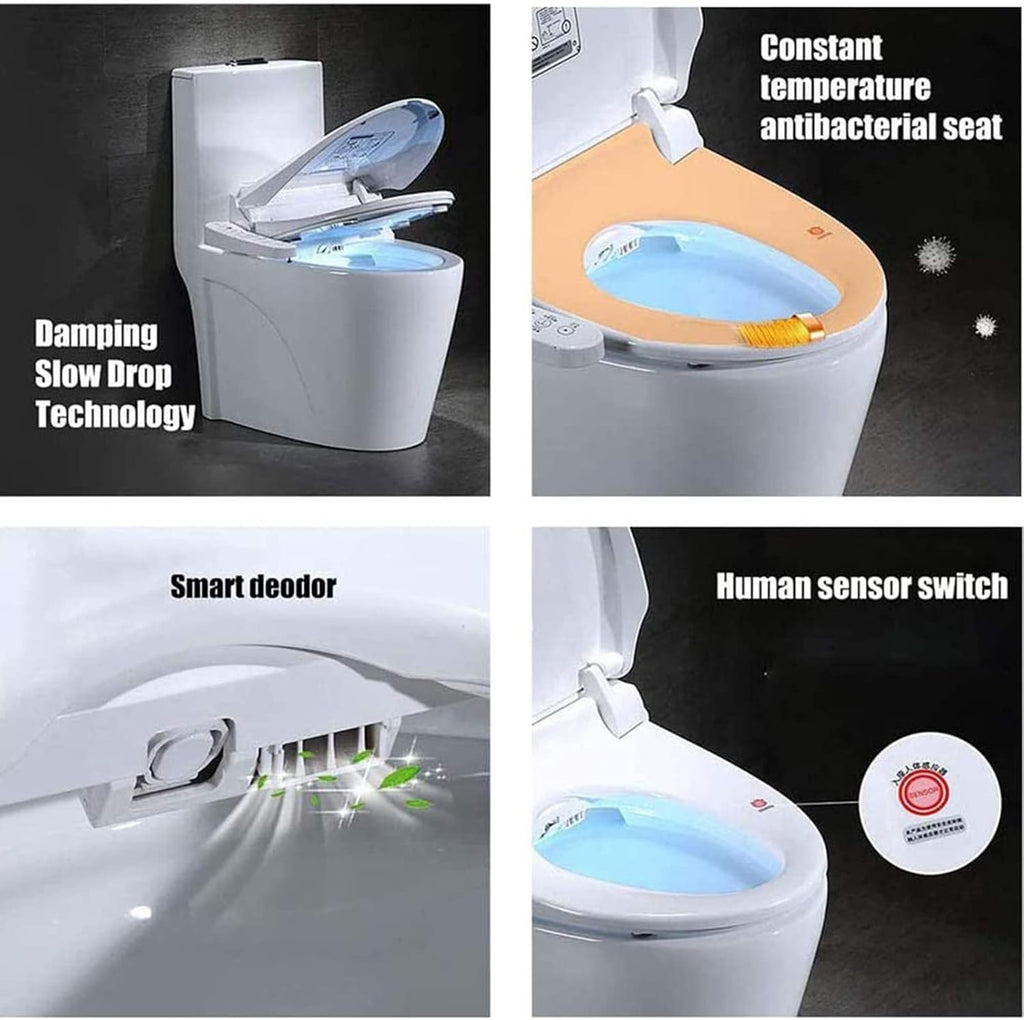Toilet seat soft close toilet seat Electronic Toilet Seat, Heated Seat Intelligent Toilet Seat, Automatic Bidet Bathroom Toilet Seat Cleaning Massage, Remote Control, Relieve Constipation And Save To