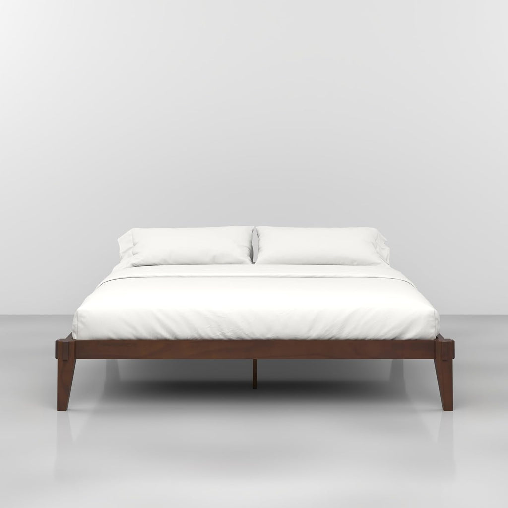 Bme Chalipa 14' King Bed Frame - Solid Wood Platform Bed - Japanese Joinery Bed Frame - Wood Slat Support - No Box Spring Needed - Easy Assembly - Minimalist & Modern Style, Walnut