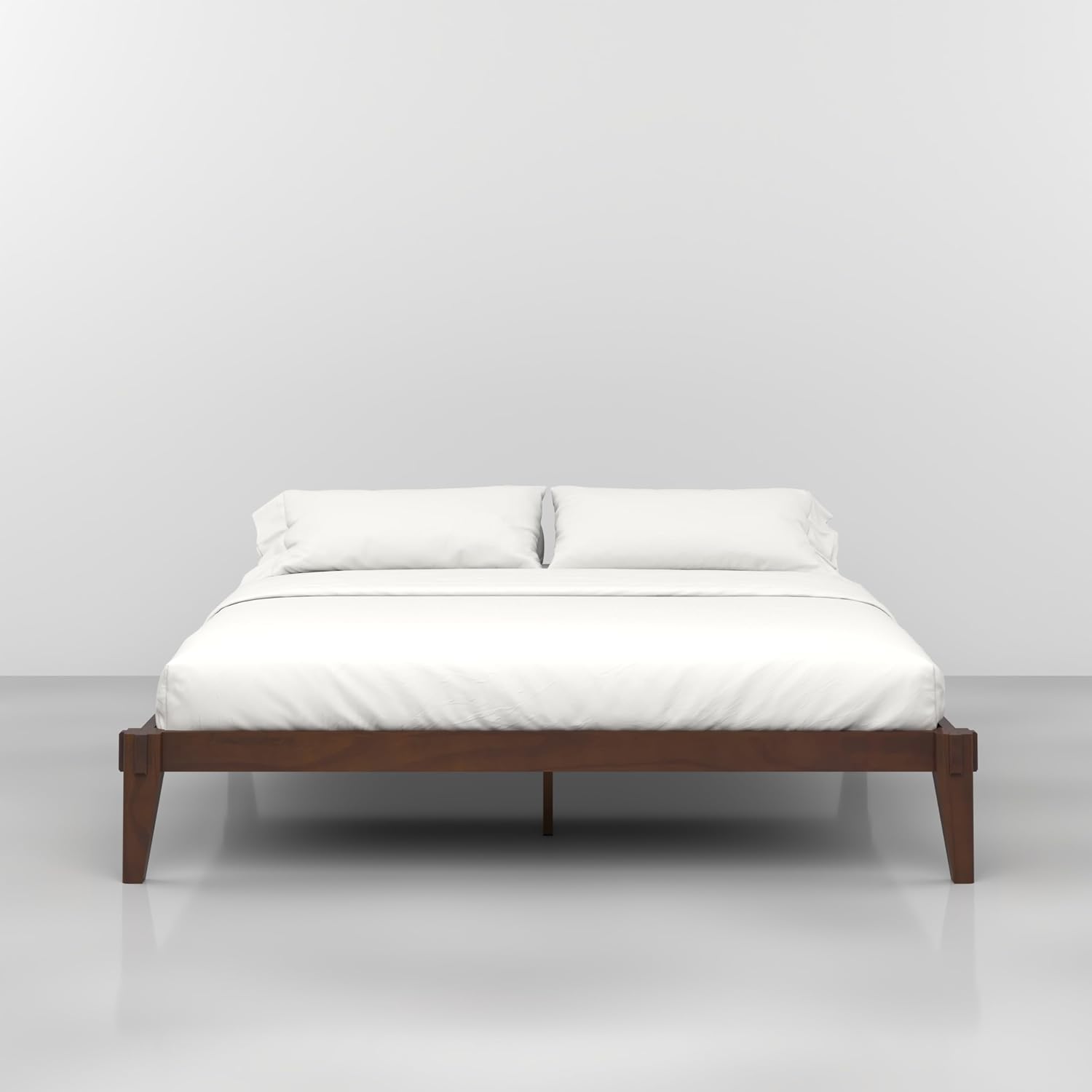 Bme Chalipa 14' King Bed Frame - Solid Wood Platform Bed - Japanese Joinery Bed Frame - Wood Slat Support - No Box Spring Needed - Easy Assembly - Minimalist & Modern Style, Walnut