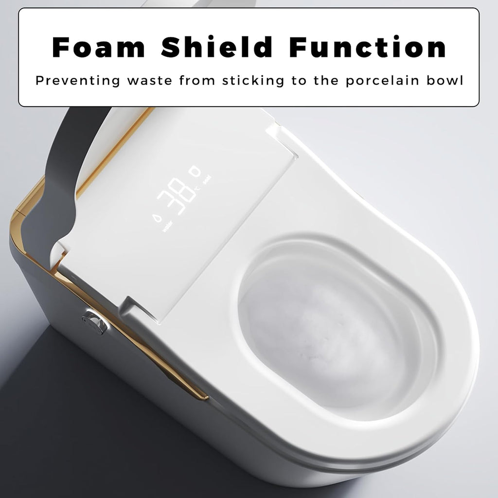 Modern Smart Toilet With Bidet, Auto Flush, Auto Open/Close,Heated Seat, Warm Water and Dry, 17.5' Comfort Height, Remote Control White