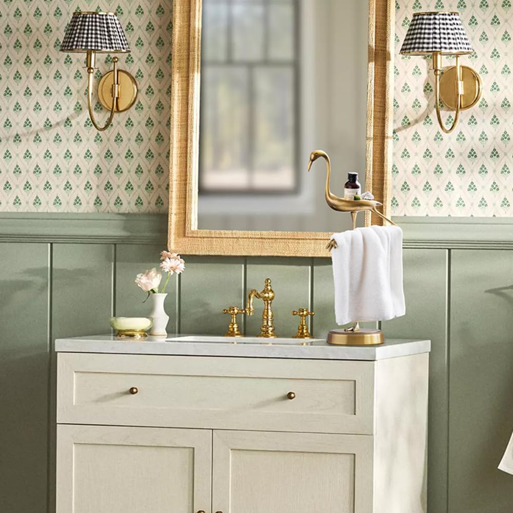 Brass Gold Freestanding Hand Towel Holder for Bathroom Countertop, Decorative Kitchen Towel Holder Stand (B)