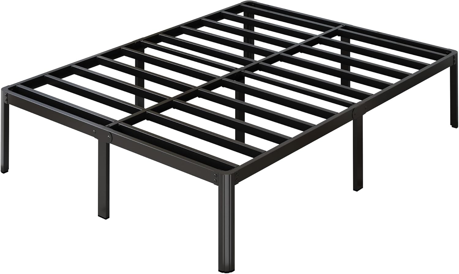 Yicensen 14 Inch Full XL Bed Frame No Box Spring Needed Heavy Duty Metal Full XL Platform Bed Frame with Rounded Corner Legs, Easy Assembly, Noise Free, Black