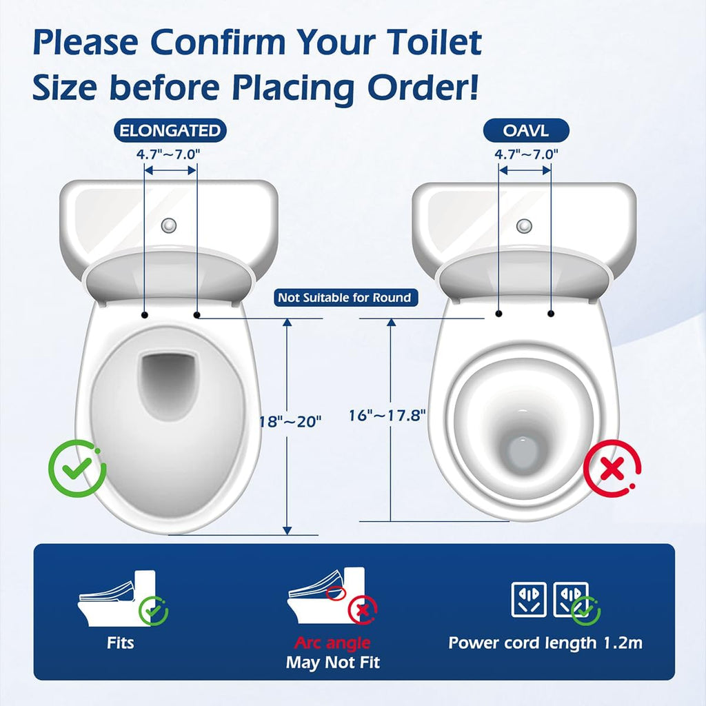 Bidet Toilet Seat, Electric Smart Heated Toilet Seat with Instant Warm Water & Dryer, Feminine & Front Rear Wash, Self-Clean Nozzle, Night Light, Wireless Remote, Soft Closed Toilet Lid, Elongated