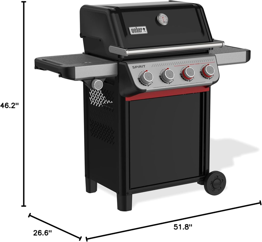 Weber Spirit E-435 Liquid Propane Gas Grill for Outdoor Cooking, 4 Burners and 1 Side Burner, Black – Porcelain-Enameled Cast-Iron Grates, 2 Boost Burners, Sear Zone