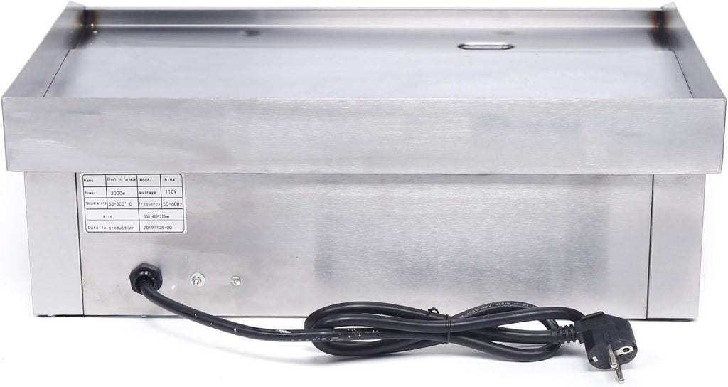 1600W Commercial Electric Griddle Flat Top Grill BBQ Restaurant Kitchen Teppanyaki Griddle, Commercial Table Top Griddle Electric Countertop Griddle Grill Hot Plate 122-572℉ Temperature Control