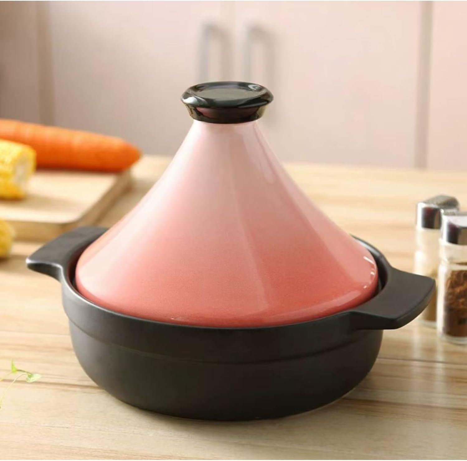 8.5inceramic Tagine Pot Tagine Pot with Lid|Ceramic Casserole Suitable for Microwave Ovens and Open Flame Stoves Steamer Braiser Pan Easy to Clean