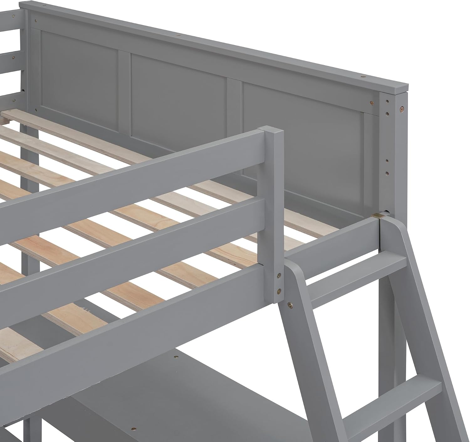 Ball & Cast Full Over Full Bunk Bed with Safty Guardrail & Stairway,Heavy Duty Wood Loft Bedframe W/Desk & Drawers,Easy Assembly,Versatile Functional Bedroom Furniture Set for Boy Girl Teens,Gray