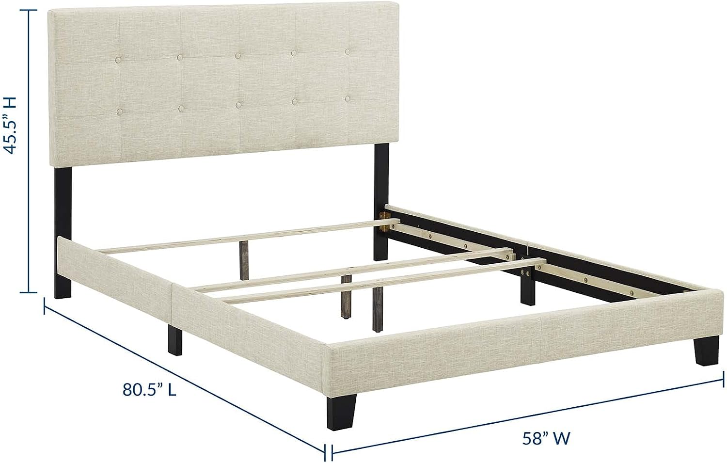Modway MOD-6000-BEI Amira Tufted Fabric Upholstered Full Bed Frame With Headboard In Beige