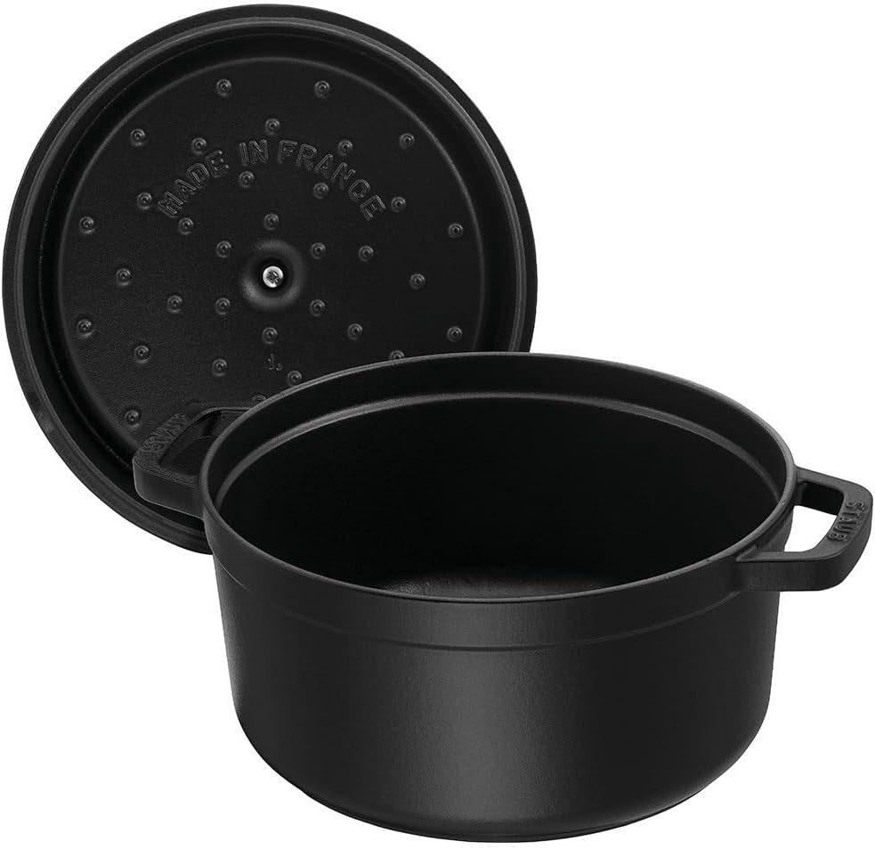 Staub La Cocotte Round 40509-480 'Pico Cocotte Round, Black, 6.3 inches (16 cm), Small, Two-Handed, Casting, Enameled Pot, Waterless Cooking, Induction Compatible