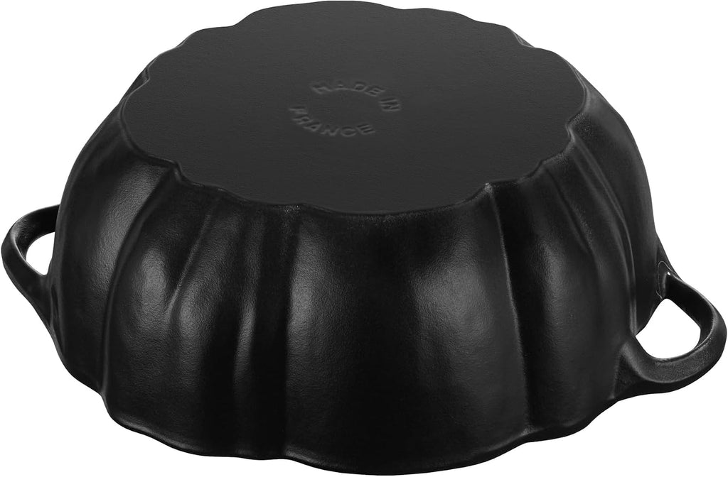 STAUB Cast Iron 3.5-qt Pumpkin Cocotte with Stainless Steel Knob - Black
