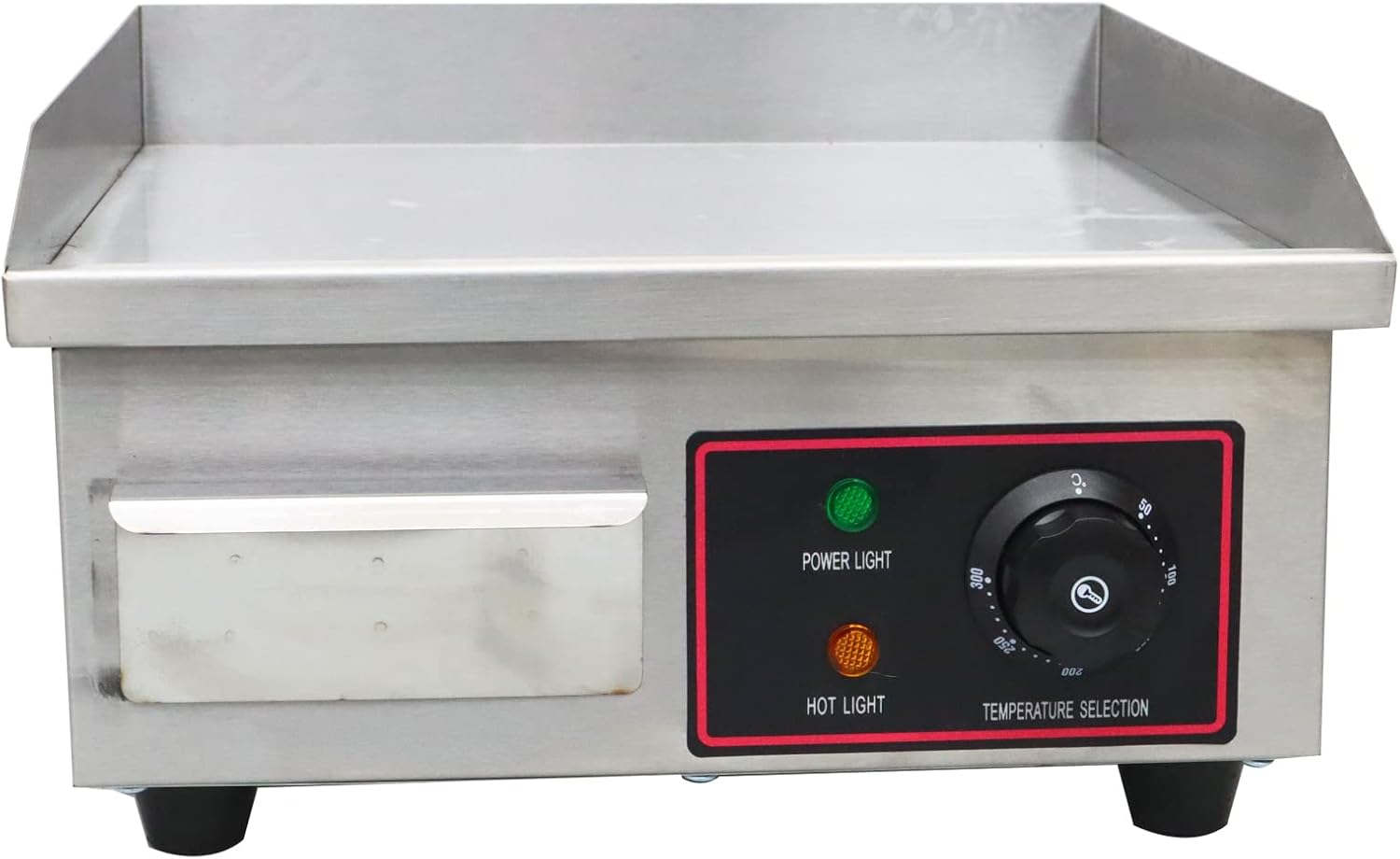 TECHTONGDA 14' Flat Top Electric Griddle, 1500W Commercial Grade Stainless Steel Teppanyaki Grill, Adjustable 122°F-572°F Heat Control, Hot Plate BBQ, Countertop Griddle for Kitchen, BBQ, Restaurant