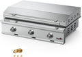 Stanbroil 36-Inch Natural Gas Built-In Griddle, Premium 304 Stainless Steel 3 Burner Flat Top Grill for Outdoor Kitchen BBQ Island