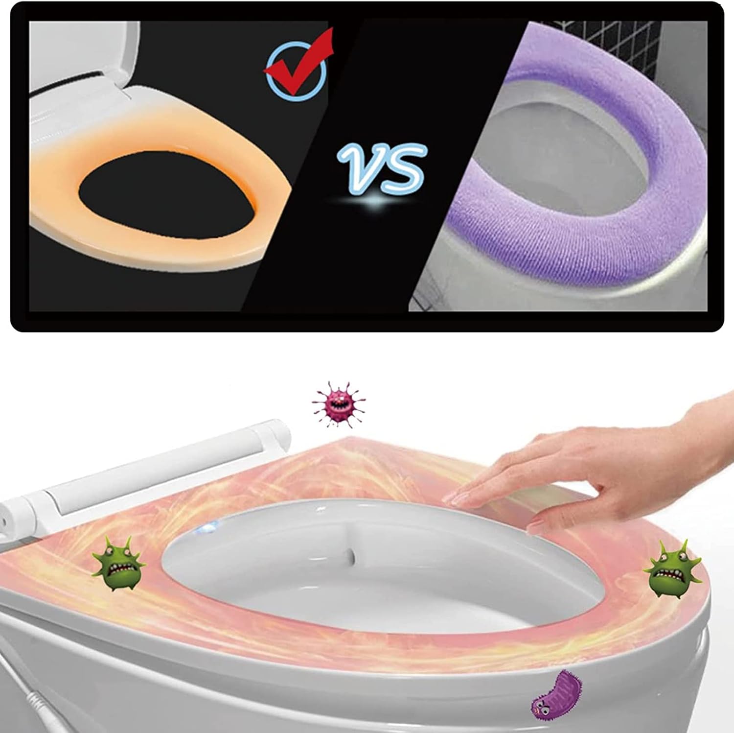 Toilet seat soft close toilet seat Smart Toilet Seat, Electric Bidet Toilet Seat, Heated Seat, Easy Install, Eco Power Save, Heated Toilet Seat Soft Close,Adjustable Temperature 33-48℃, D Shape