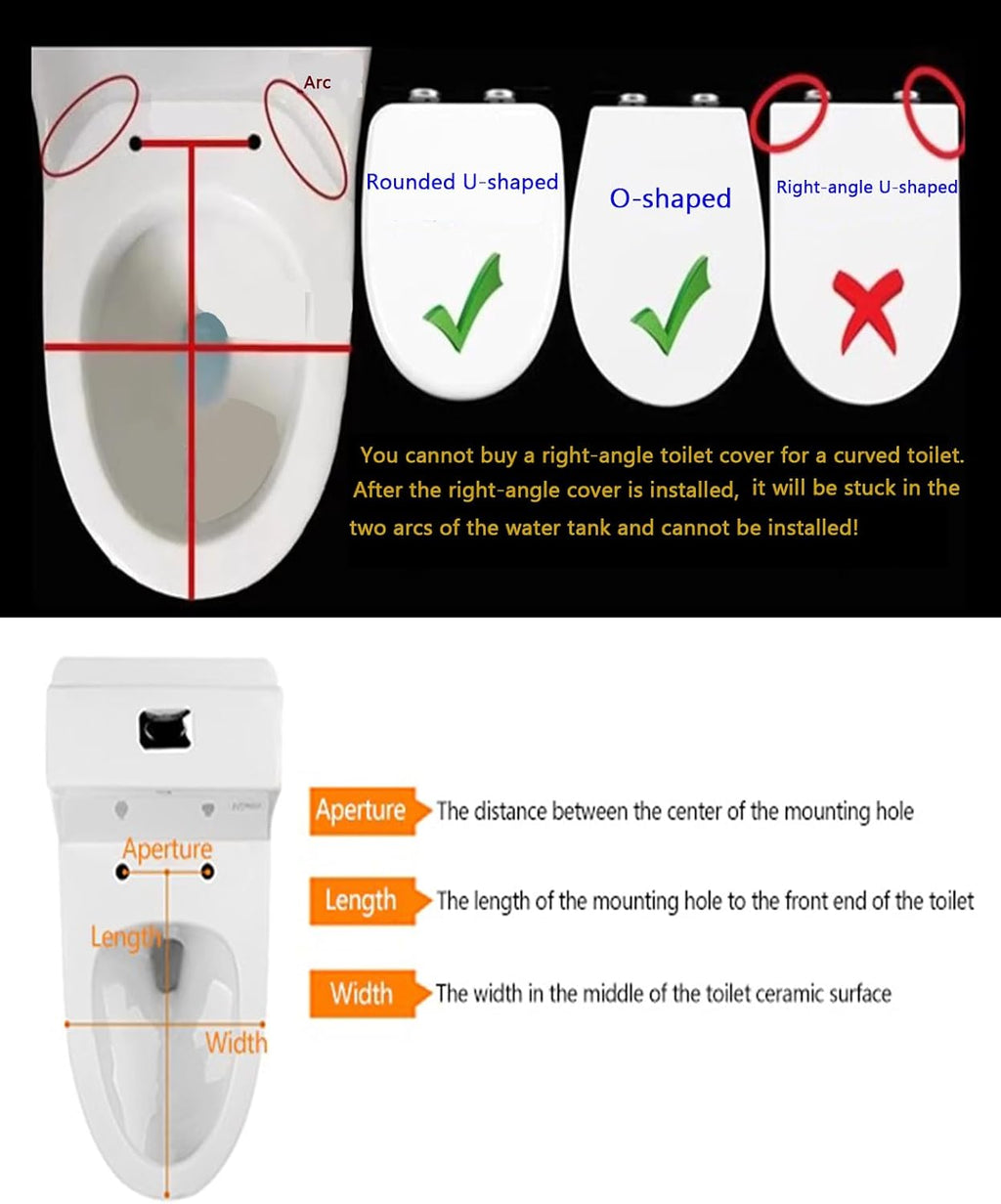 Wttfc Soft Close Toilet Seat,Bidet Toilet Seat,Simple Top Fixing for Easy Clean,D Shape, Standard Toilet Seats White with Adjustable Hinges,Toulet Seat,11