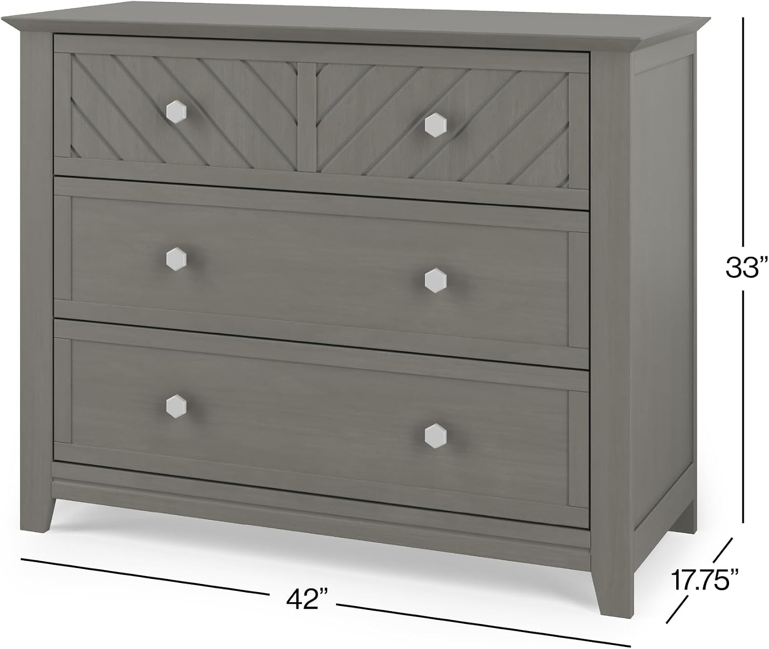 Child Craft Atwood Design 4-in-1 Convertible Baby Crib Nursery Furniture Set, Baby Bed, 3 Drawer Dresser and Chest Drawer, for Babies, Toddlers and Kids Bedroom (3 Piece - Lunar Gray)