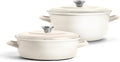 Merten & Storck 3.7QT & 5.5QT Dutch Ovens with Lids, 4 Piece Cookware Set, European Crafted Enameled Iron Stockpot, Induction & All Cooktops, Braising, Stews, Roasting, Slow Cooking, Sourdough, Cream White