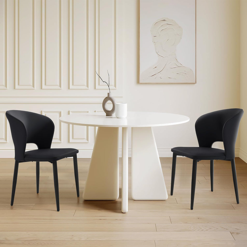 Homcosan Dining Chairs Set of 2, Modern Kitchen Chairs with Cross Structure & Exquisite Piping Design, Easy Assembly, Faux Leather Dining Room Chairs for Living Room Lounge, Bedroom, Black