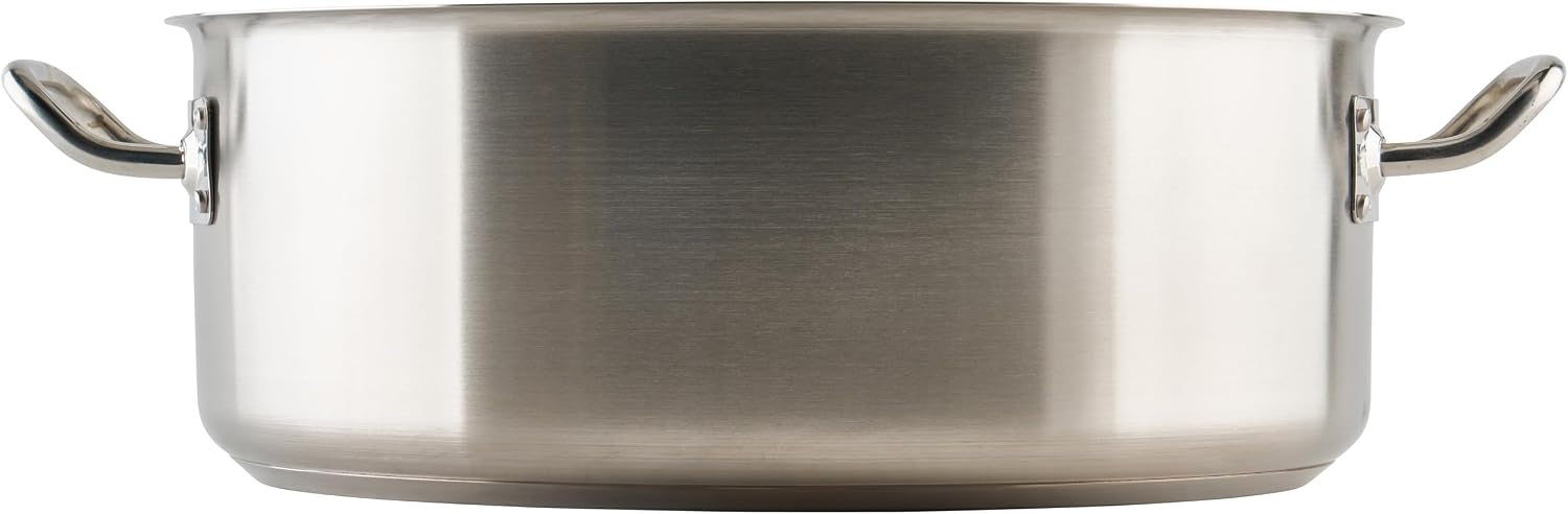 Winco Commercial-Grade Stainless Steel Brazier with Lid, 20 Quart
