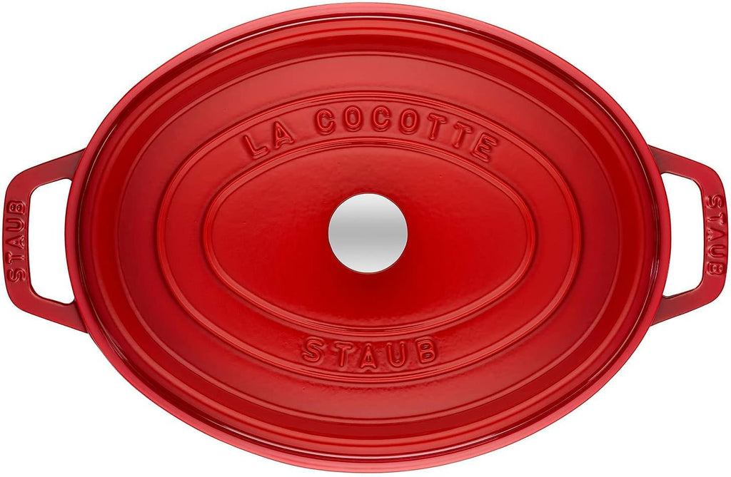 Staub La Cocotte Oval 40509-866 'Pico Cocotte Oval Cherry 12.2 inches (31 cm), Large, Two-Handed, Cast Enameled Pot, Induction Compatible
