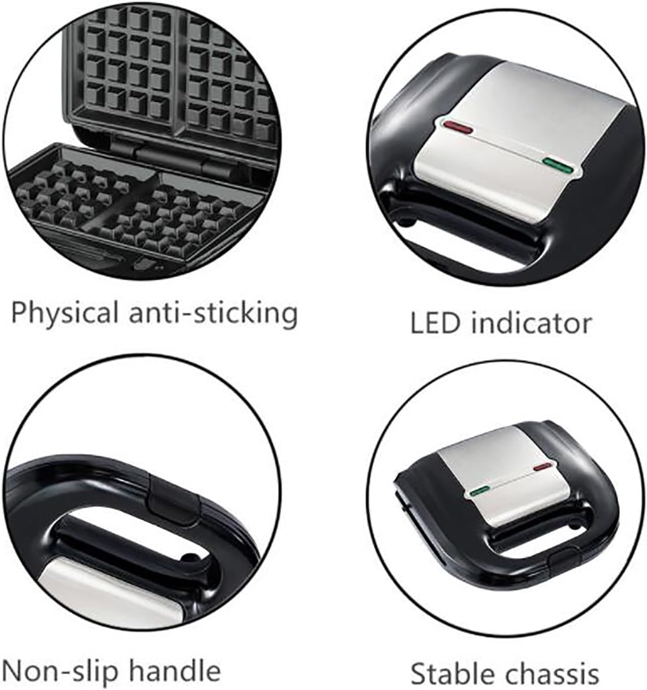8-in-1 Panini Press Grill Sandwich Maker, Sandwich Press and Griddle Grill Combo with Removable Grilling Plates Cool Touch Handle LED Indicator Lights, for Indoor BBQ Flat Top Grill