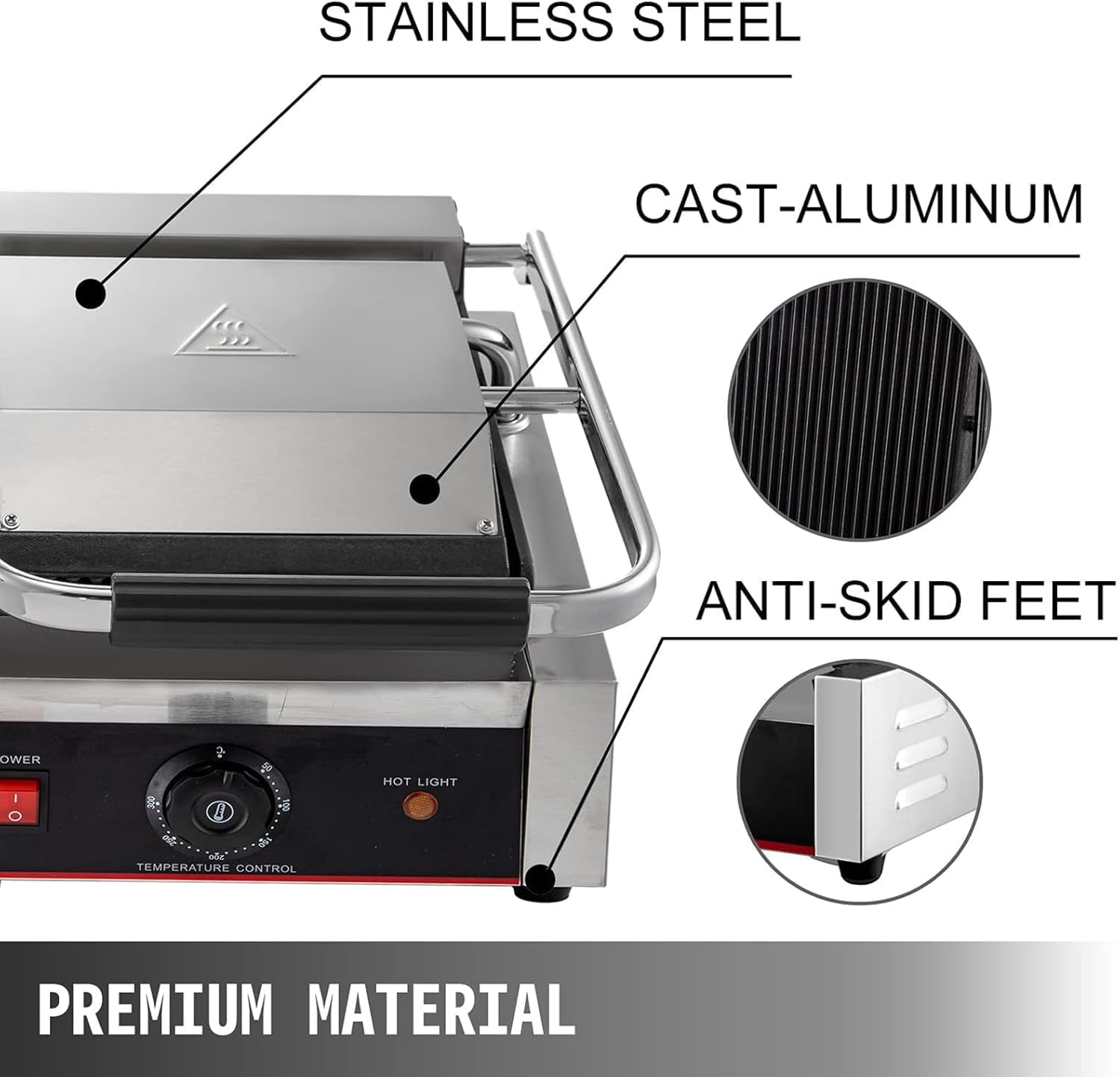 Commercial Electric Griddle Stainless Steel Grill BBQ, Countertop Hotplate Flat Top Kitchen Grill, Business Catering BBQ Steak Bacon Fryer Pans