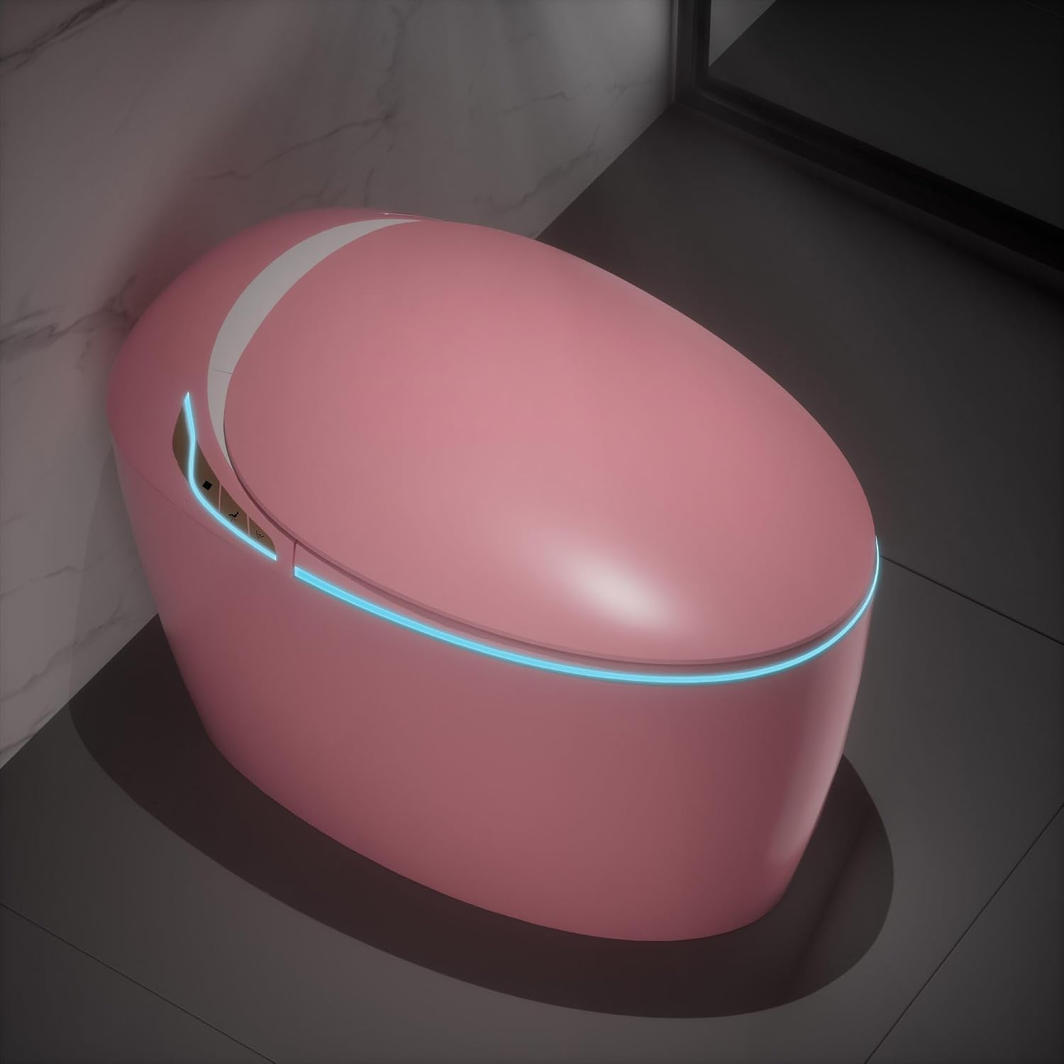 Black Smart Toilet with Bidet Built In, Luxury Elongated Electric Toilet with Heated Seat&Foot Sensor, 1.28 GPF Dual Flush, Auto Open/Close Seat, Warm Water&Dryer, Multiple Washing Modes (Pink)
