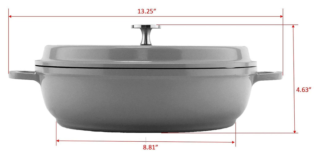 G.E.T. CA-005-Y/BK Heiss Energy-Efficient Cast Aluminum Braiser Pan/Casserole Dish, 3 Quart, Yellow