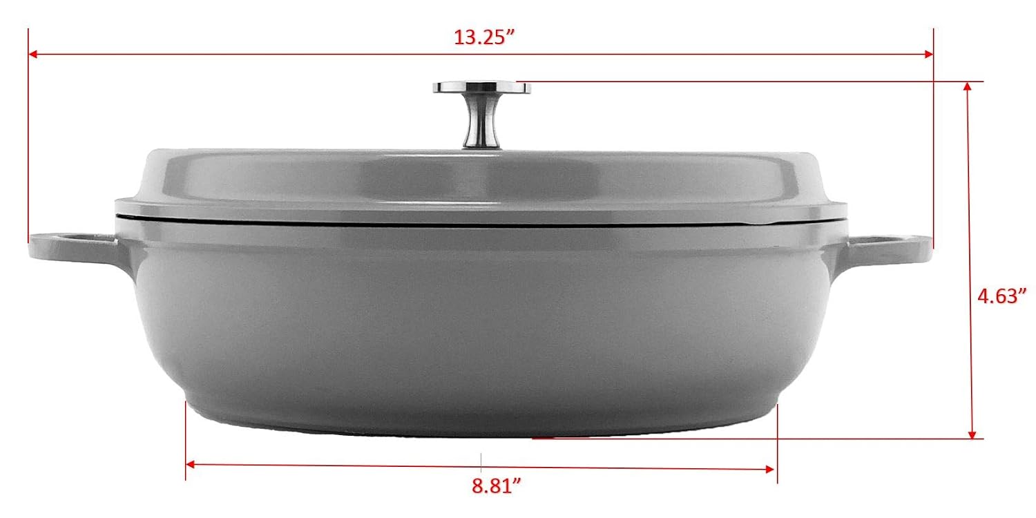 G.E.T. CA-005-Y/BK Heiss Energy-Efficient Cast Aluminum Braiser Pan/Casserole Dish, 3 Quart, Yellow
