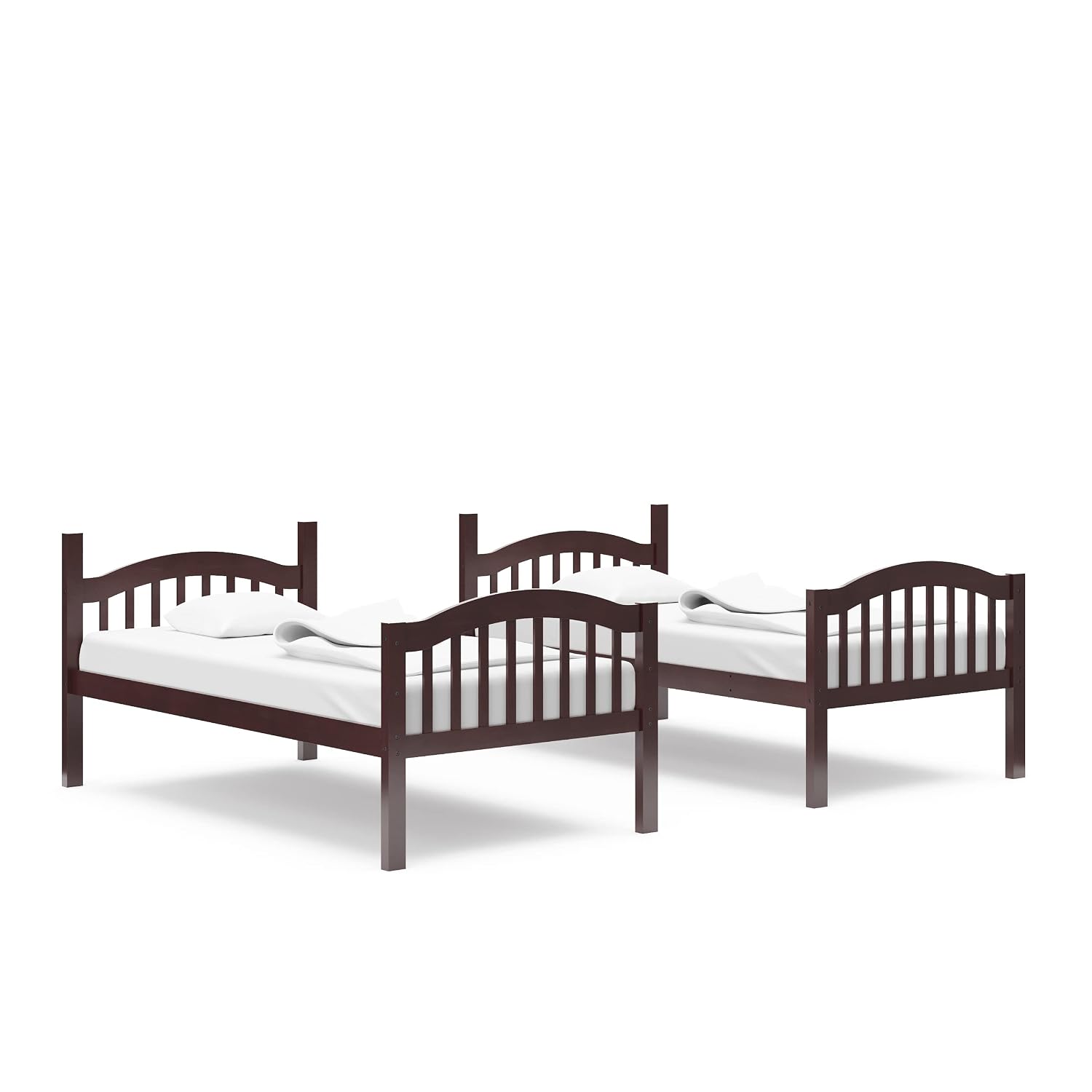 Storkcraft Long Horn Twin-Over-Twin Bunk Bed (Espresso) - GREENGUARD Gold Certified, Converts to Two Twin Beds, Wood Bunk Bed for Kids Bedroom