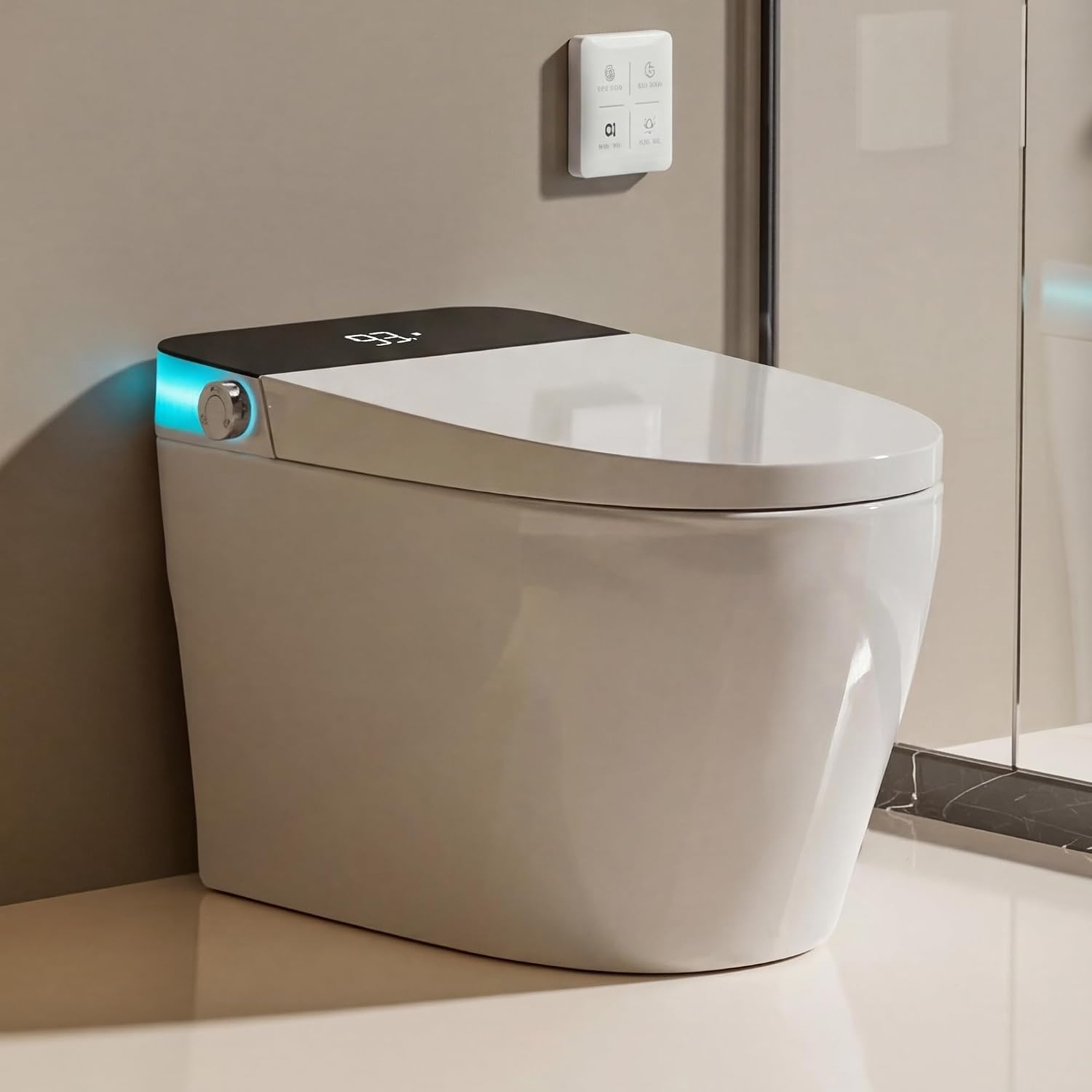 Smart Toilet with Elongated Heated Seat, Foot Sensor, Dual Auto Flush, One Piece Toilet for Bathroom, Electric Tankless Toilets with Night Light, LED Display & 1000g MaP Flush, 0.8/1.2 GPF