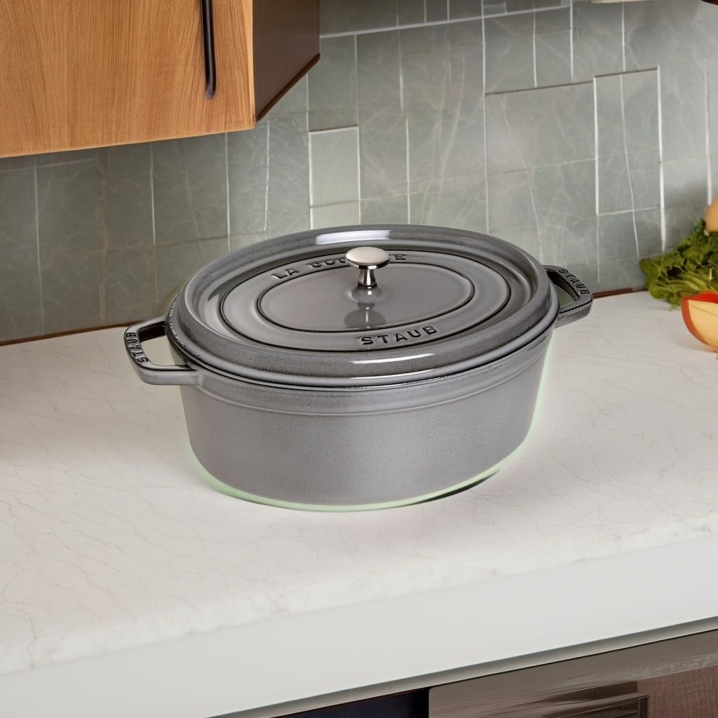 Staub Cast Iron 1-qt Oval Cocotte - Graphite Grey