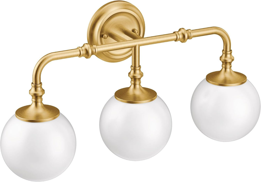 Moen YB0563BG Colinet 3-Light Dual-Mount Bath Bathroom Vanity Fixture with Frosted Glass, Brushed Gold