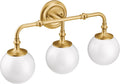 Moen YB0563BG Colinet 3-Light Dual-Mount Bath Bathroom Vanity Fixture with Frosted Glass, Brushed Gold