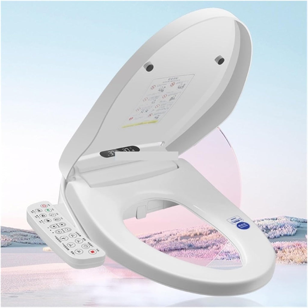 Electric Smart Bidet Toilet Seat with Heated Instant Warm Water Slow Close Elongated Intelligent Cover Lid(Long-510mm,UK Plug)