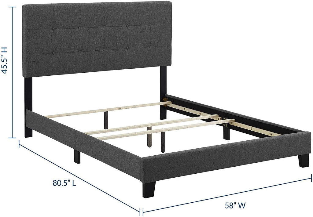 Modway Amira Tufted Fabric Upholstered Full Bed Frame With Headboard In Gray
