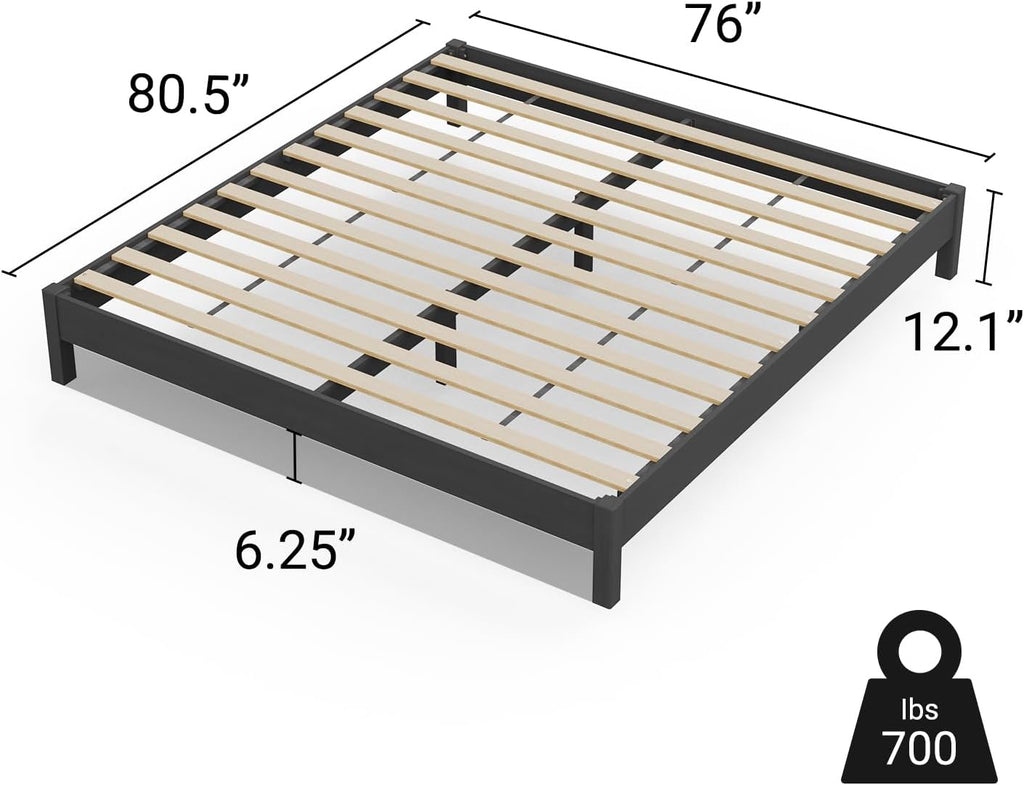 LIFEMENT King Bed Frame Signature Wood Platform, Noise Free, Under Bed Storage, No Box Spring Needed, Easy Assembly, Black