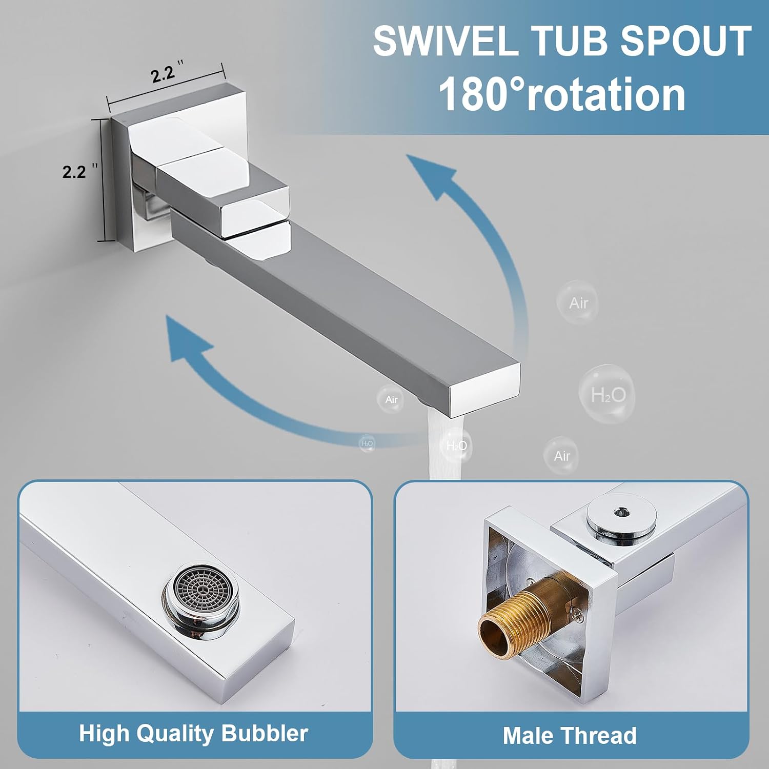 AVSIILE Shower Faucet Set with Tub Spout, Chrome Rain Shower Mixer Valve and Trim Kit System with Base Complete, Rainfall Modern Shower Head and Handheld Handle Set Combo for Bathroom, 10 Inch