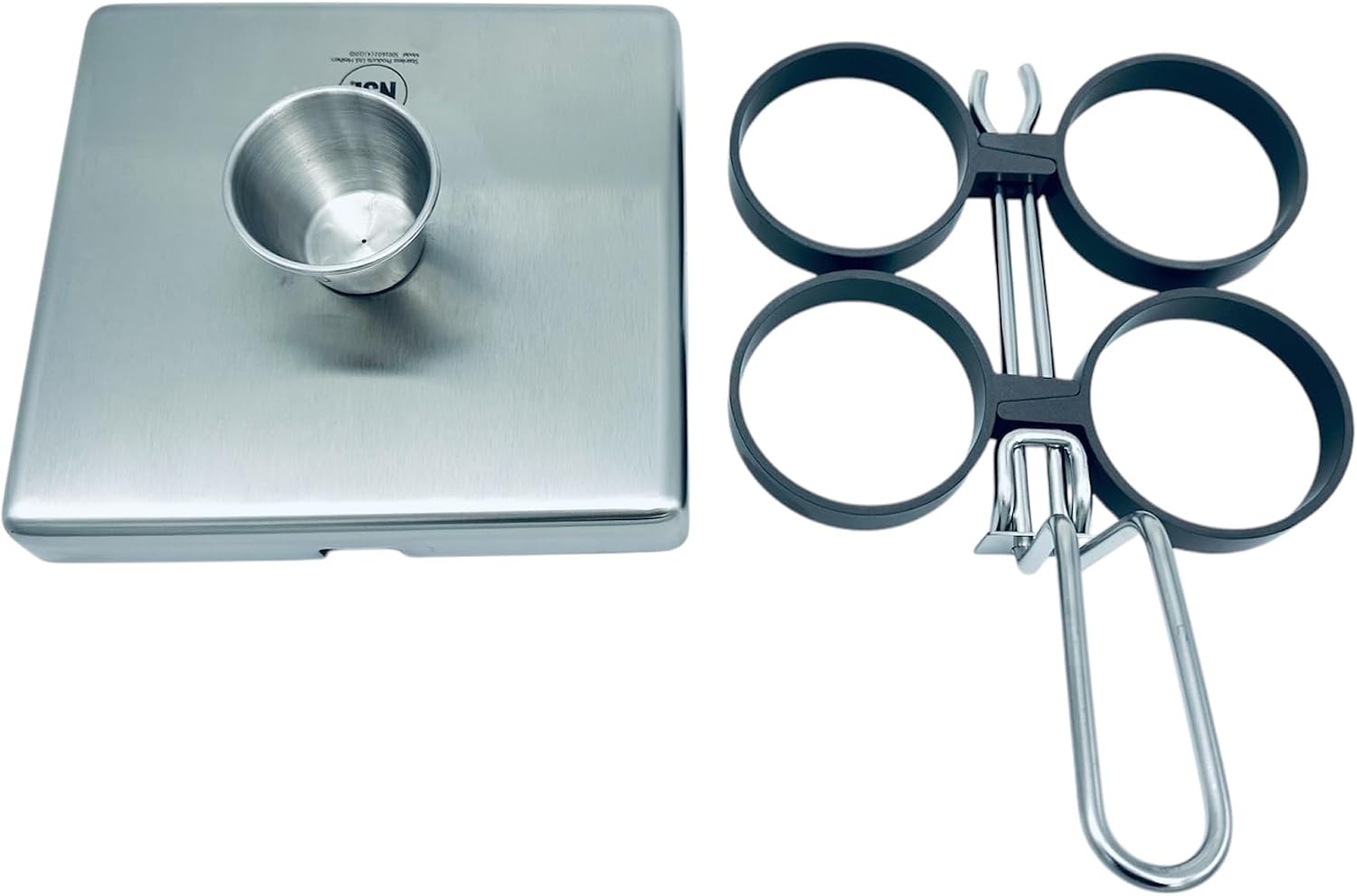 Rattleware Stainless Steel Egg Rings Commercial-Grade Egg Fryer Ring for Frying Eggs – Durable Metal Round Rings with Heat-Resistant Handle – Breakfast Kitchen Gadgets and Egg Cooker (4 Ring Set)