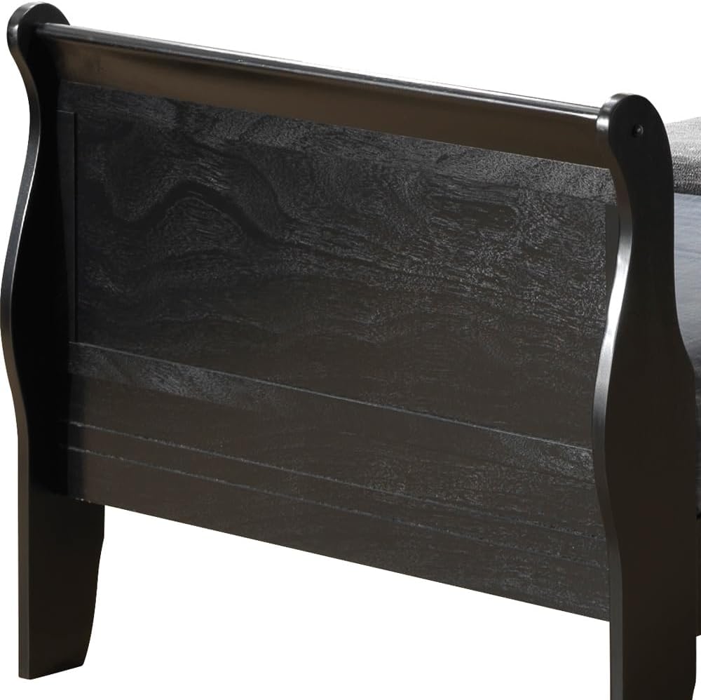 GDFStudio Twin Size Wood Platform Bed Frame, Classic Sleigh Design with Curved Trim & Wood Posts,Easy Assembly, Box Spring Required,Timeless Elegant Bedroom Furniture,Black