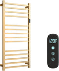 14 Bars Luxury Towel Warmers Wall Mounted Heated Towel Rack, Towel Warmer for Bathroom with Timer & Temperature Multi-Level Adjustable, Hardwired and Plug-in Compatible (Brushed Gold)