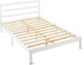 Amazon Basics Full Bed Frame with Headboard, Solid Pine Wood with Bed Slats, White