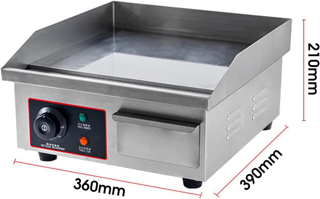 Commercial Electric Countertop, Electric Griddle Grill Nonstick Tabletop Hot Flat Griddle Home BBQ Flat Top with Adjustable Thermostatic Control Stainless Steel Restaurant Grill